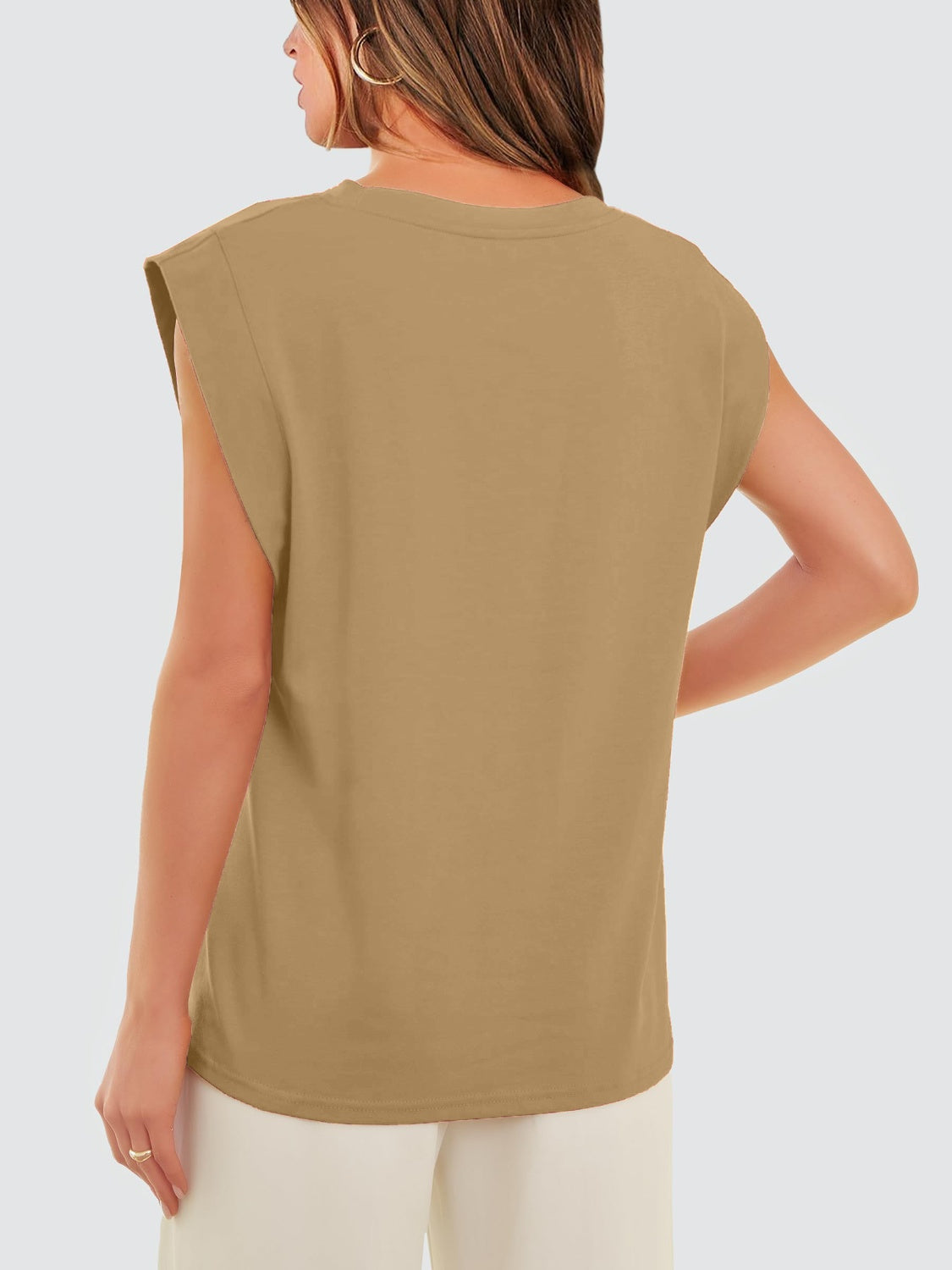 Classic Round Neck Cap Sleeve Top