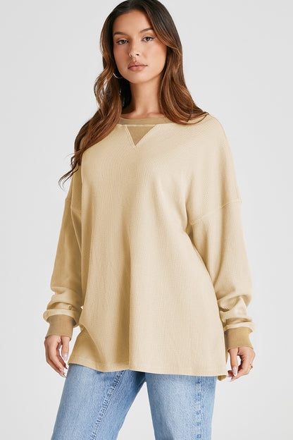 Classic Waffle Knit Back-to-School Sweatshirt Dust Storm