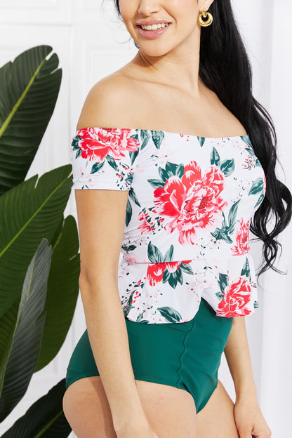 Floral Off-The-Shoulder Tankini Set