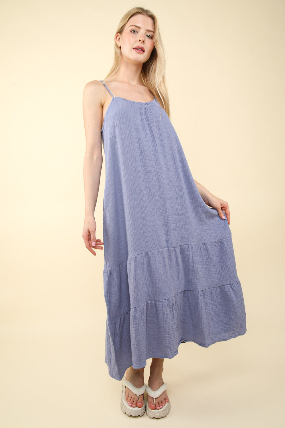 Tiered Cotton Midi Dress