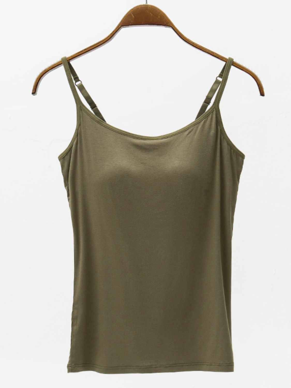 Modal Cami with Built-in Bra Army Green