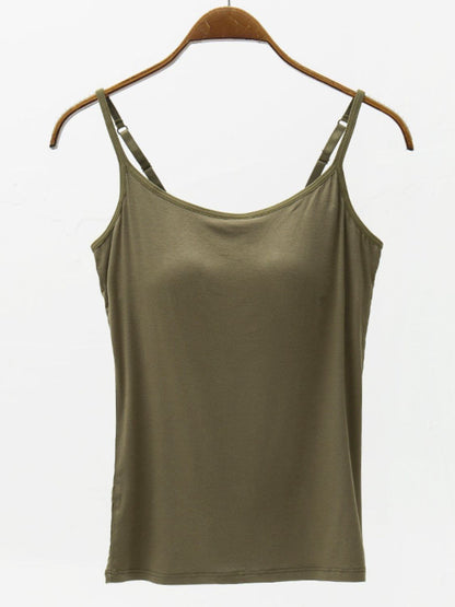 Modal Cami with Built-in Bra Army Green