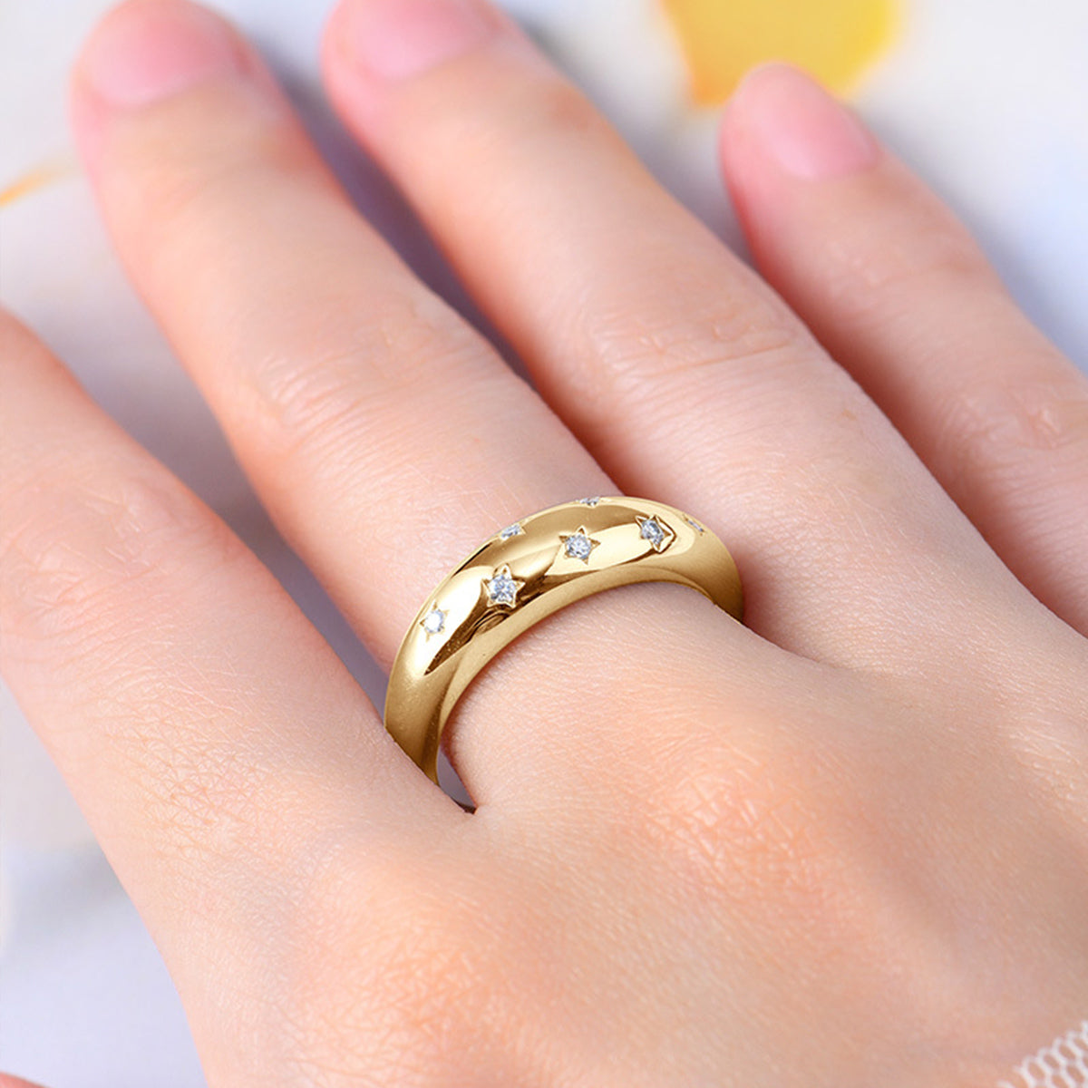 Delicate Moissanite Star Ring for Women Gold