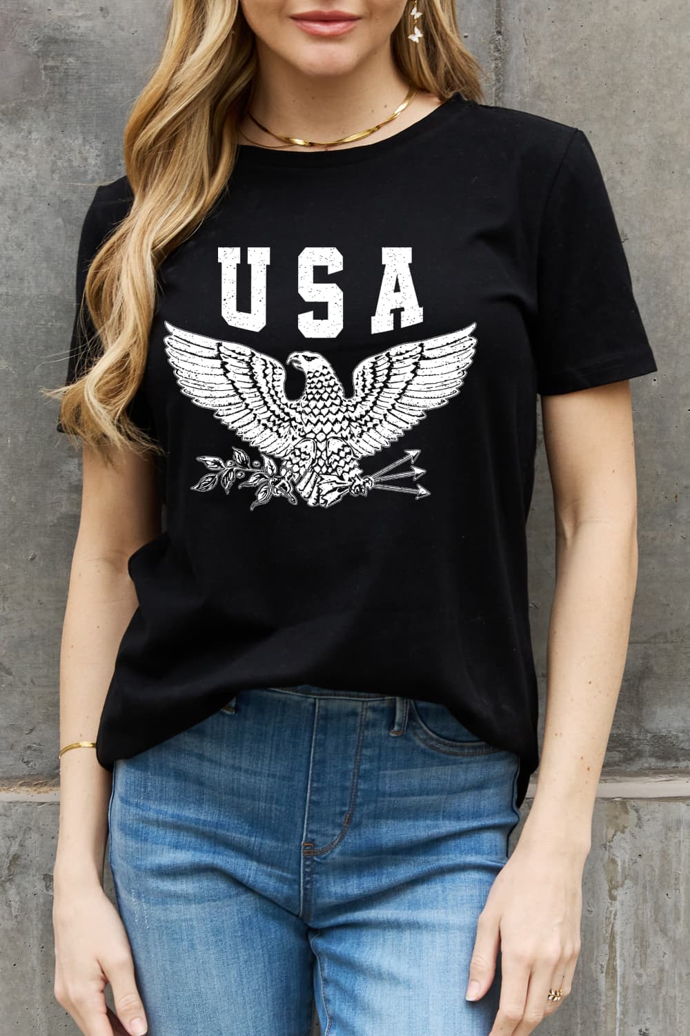 Simply Love Simply Love USA Eagle Graphic Cotton Tee Black