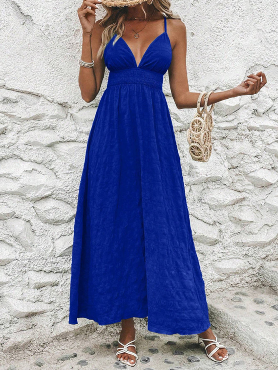 Back-to-School Flowy V-Neck Maxi Dress