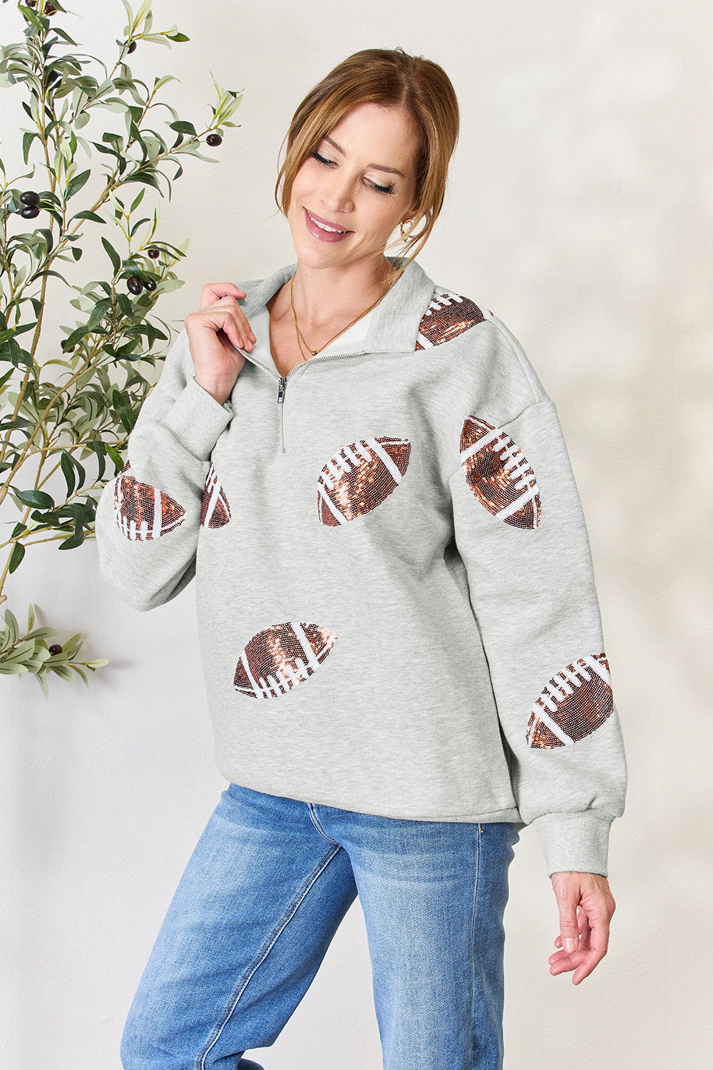 Back-to-School Sequin Football Sweatshirt