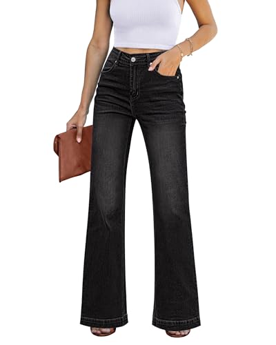 Rfm Jeans - GRAPENT Womens Flare Jeans High Waisted Wide Leg Baggy Jean for Women Stretch Denim Pants Always Black