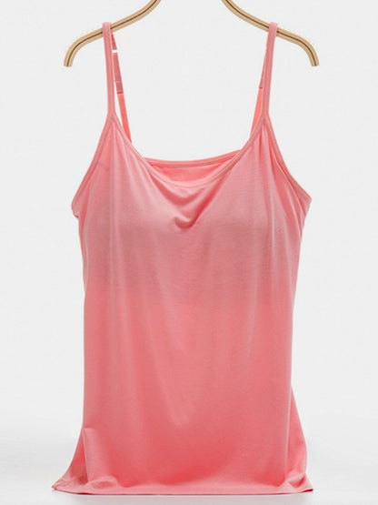 Scoop Neck Adjustable Strap Cami Pink