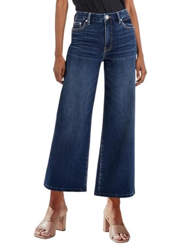 Rfm Jeans - Genleck Womens Wide Leg Jeans Trendy Cropped Loose Jeans High Waisted Stretchy Capri Denim Pants Baggy Trousers 2024 Cetacean Blue