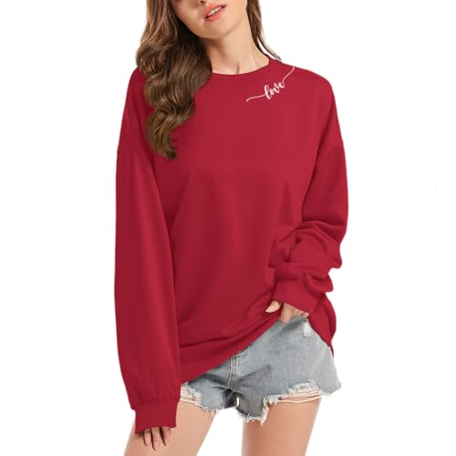 Heart Shirt - Valentines Day Shirt Heart Love Graphic Red Sweatshirts For Women Funny Casual Valentines Long Sleeve Shirts Tops