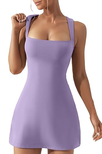 Mariah Carey Red Mini Dress - Women's Square Neck Bodice Dress Sleeveless Tank Top Stretch Flare Mini Dresses Light Purple