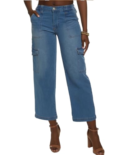 Mom Jeans - SheKiss Boyfriend Stretchy Jeans for Women Distressed Frayed High Waisted Trendy Denim Blue Jeans Fashion Bootcut Blue Jeans 758