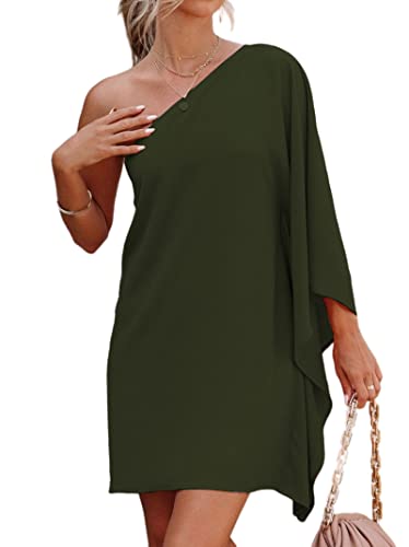 Christmas Party Dress - Jhsnjnr Womens Casual Batwing Sleeve One Shoulder Dresses Summer Club Party Cocktail Dresses