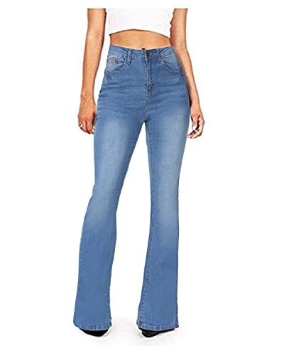 KDF Flare Jeans for Women Womens Bootcut Bell Bottom Jeans High Waisted Stretch Slimming Bell Bottoms Jeans #1_light Blue