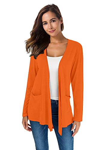 Yellow Cardigan - TownCat Cardigans for Women Loose Casual Long Sleeved Open Front Breathable Cardigans with Pockets Orange