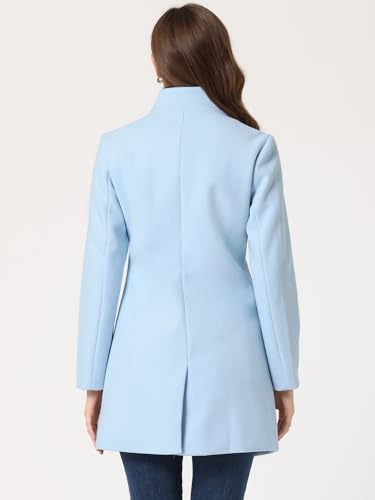 Blue Coat - Allegra K Womens Winter Overcoat MidLong Stand Collar Single Breasted Coat Outerwear