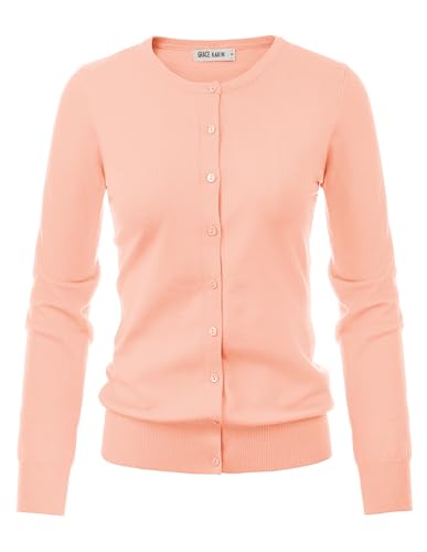 Yellow Cardigan - GRACE KARIN Womens Classic Long Sleeve Knit Cardigan Sweaters Casual Open Front Button Down Cardigan S3XL Light Pink