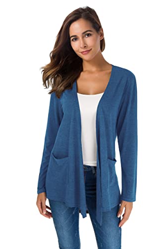 Yellow Cardigan - TownCat Cardigans for Women Loose Casual Long Sleeved Open Front Breathable Cardigans with Pockets Blue