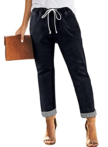 Rfm Jeans - Sidefeel Womens Denim Stretch Joggers Drawstring Elastic Waist Pull On Jeans with Side Pocket