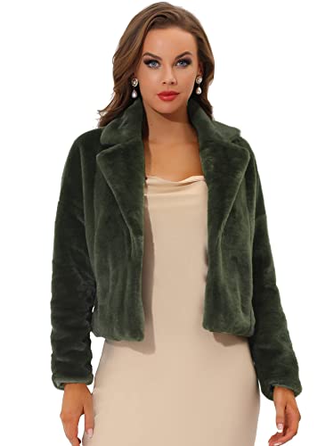 Hot Pink Fur Coat - Allegra K Womens Winter Wedding Faux Fur Bolero Jacket Loose Formal Faux Fur Coat Army Green