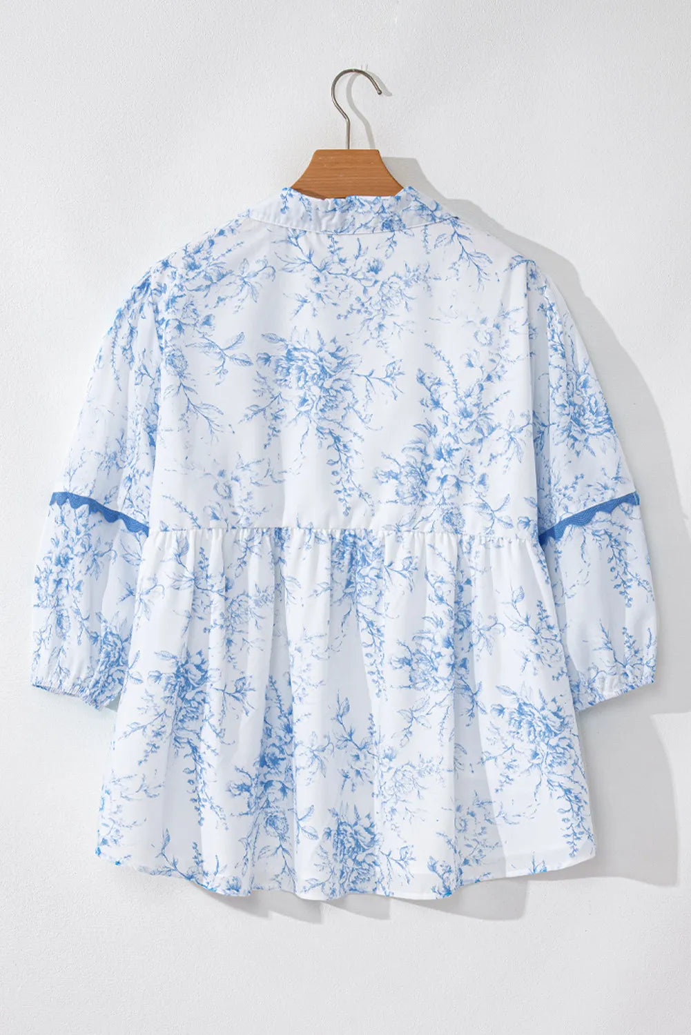 Printed Tie Neck Three-Quarter Sleeve Blouse