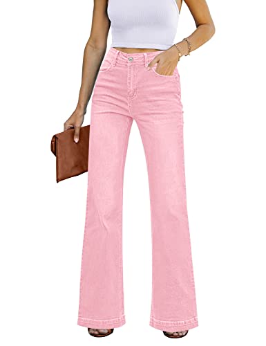 Rfm Jeans - GRAPENT Womens Flare Jeans High Waisted Wide Leg Baggy Jean for Women Stretch Denim Pants Rose Shadow