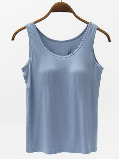 Modal Bralette Tank Top with Wide Straps Misty Blue