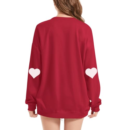 Heart Shirt - Valentines Day Shirt Heart Love Graphic Red Sweatshirts For Women Funny Casual Valentines Long Sleeve Shirts Tops