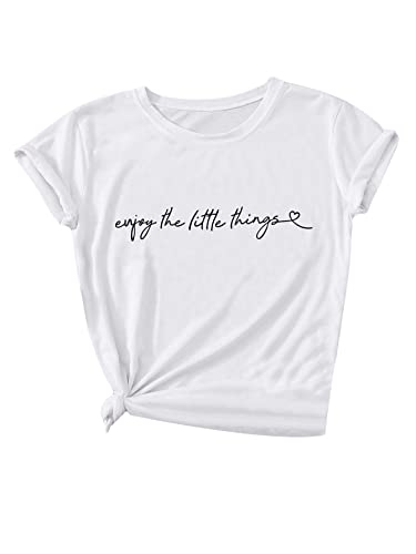 Heart Shirt - SOLY HUX Womens Letter Print Graphic Tees Short Sleeve Tops Casual Summer T Shirt White Slogan