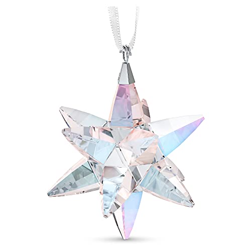 SWAROVSKI Shimmer Star Ornament Medium Multicolored Swarovski Crystals on White Satin Ribbon Part of the Swarovski Classic Collection