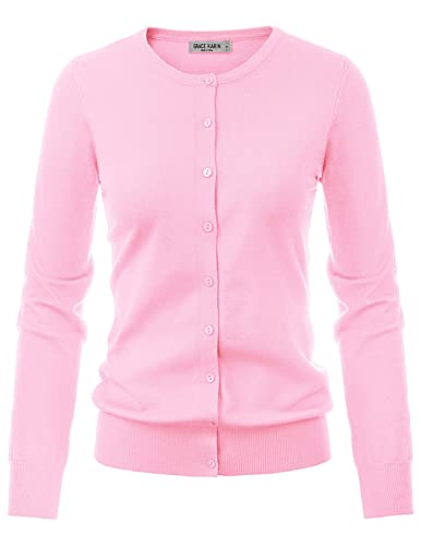 Yellow Cardigan - GRACE KARIN Womens Classic Long Sleeve Knit Cardigan Sweaters Casual Open Front Button Down Cardigan S3XL Pink