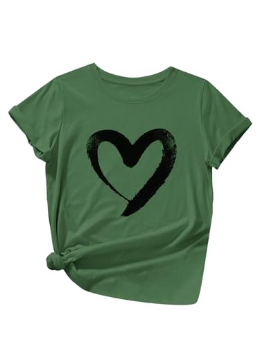 Heart Shirt - SOLY HUX Womens Letter Print Graphic Tees Short Sleeve Tops Casual Summer T Shirt Mint Green Heart