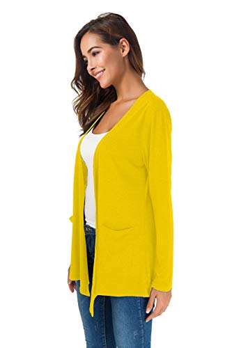 Yellow Cardigan - TownCat Cardigans for Women Loose Casual Long Sleeved Open Front Breathable Cardigans with Pockets