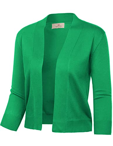 Yellow Cardigan - GRACE KARIN Womens 34 Sleeve Knit Cropped Cardigan Sweaters Open Front Bolero Shrugs Coat Tops S3XL Green