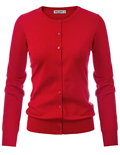 Yellow Cardigan - GRACE KARIN Womens Classic Long Sleeve Knit Cardigan Sweaters Casual Open Front Button Down Cardigan S3XL Red