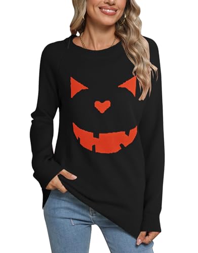 Heart Shirt - shermie Womens Pullover Sweaters Long Sleeve Crew Neck Cute Heart Knitted Casual Sweater I 960 Black