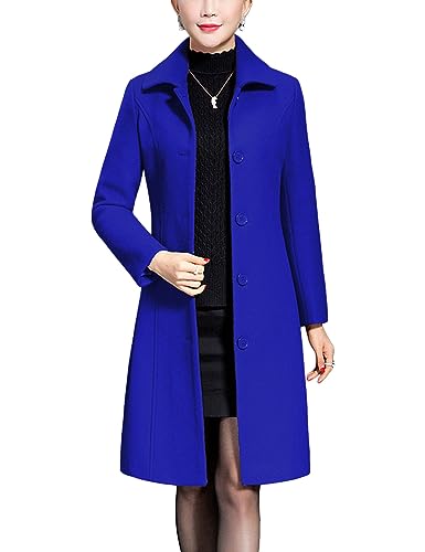 Blue Coat - Jenkoon Womens Wool Trench Coat Winter Long Thick Overcoat Walker Coats