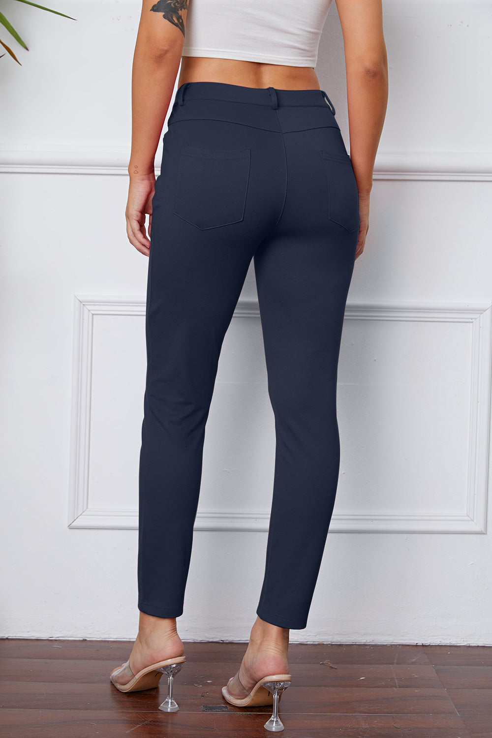 High Waist Stretchy Rayon Blend Pants