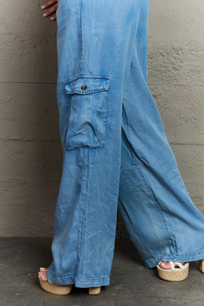 Relaxed Fit Denim Cargo Pants