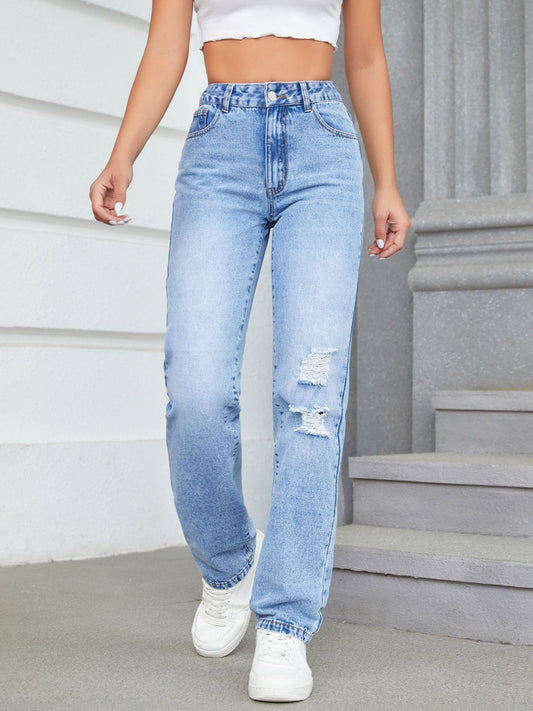 Distressed Jeans with Pockets Light