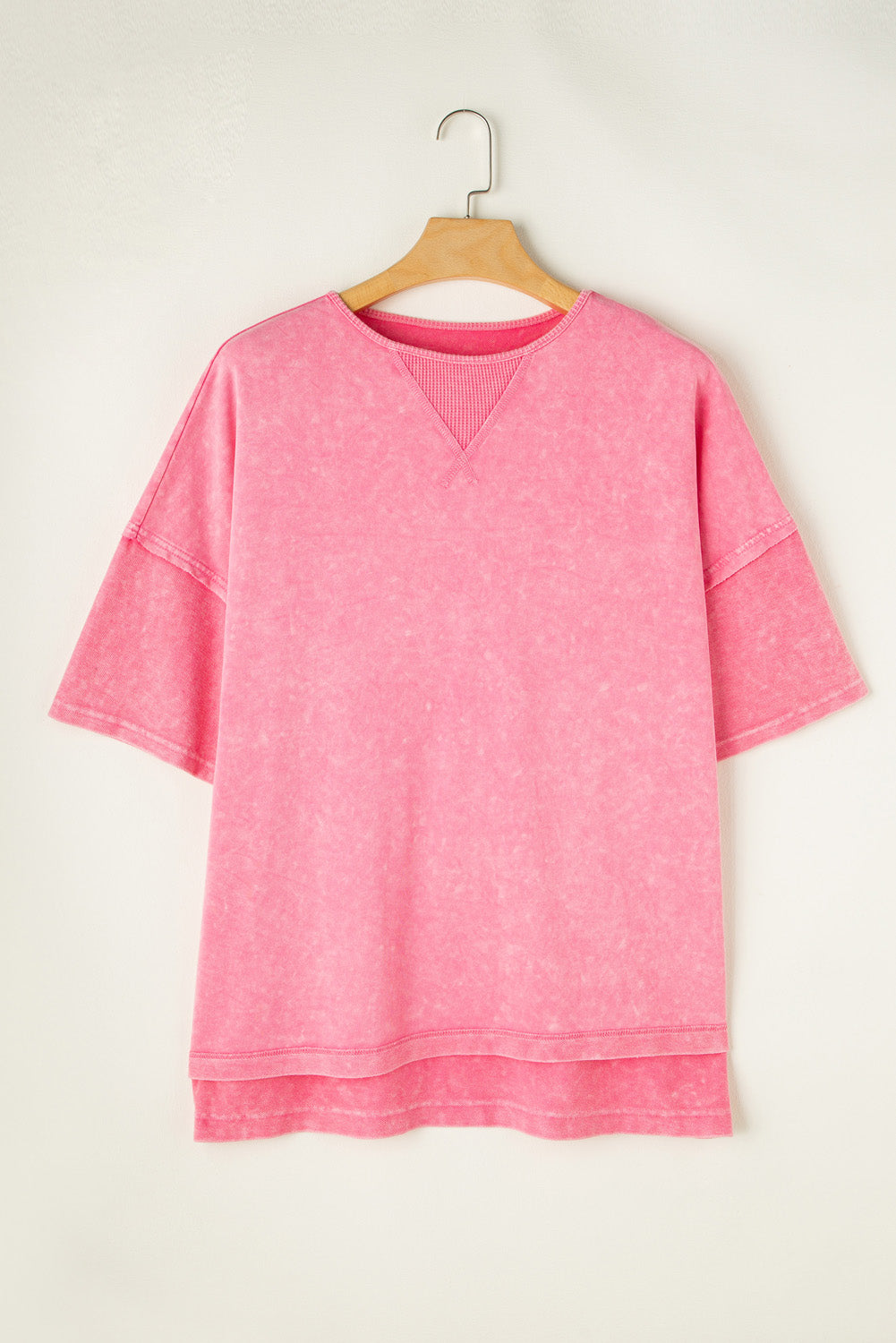 Plus Size Round Neck Half Sleeve T-Shirt Blush Pink
