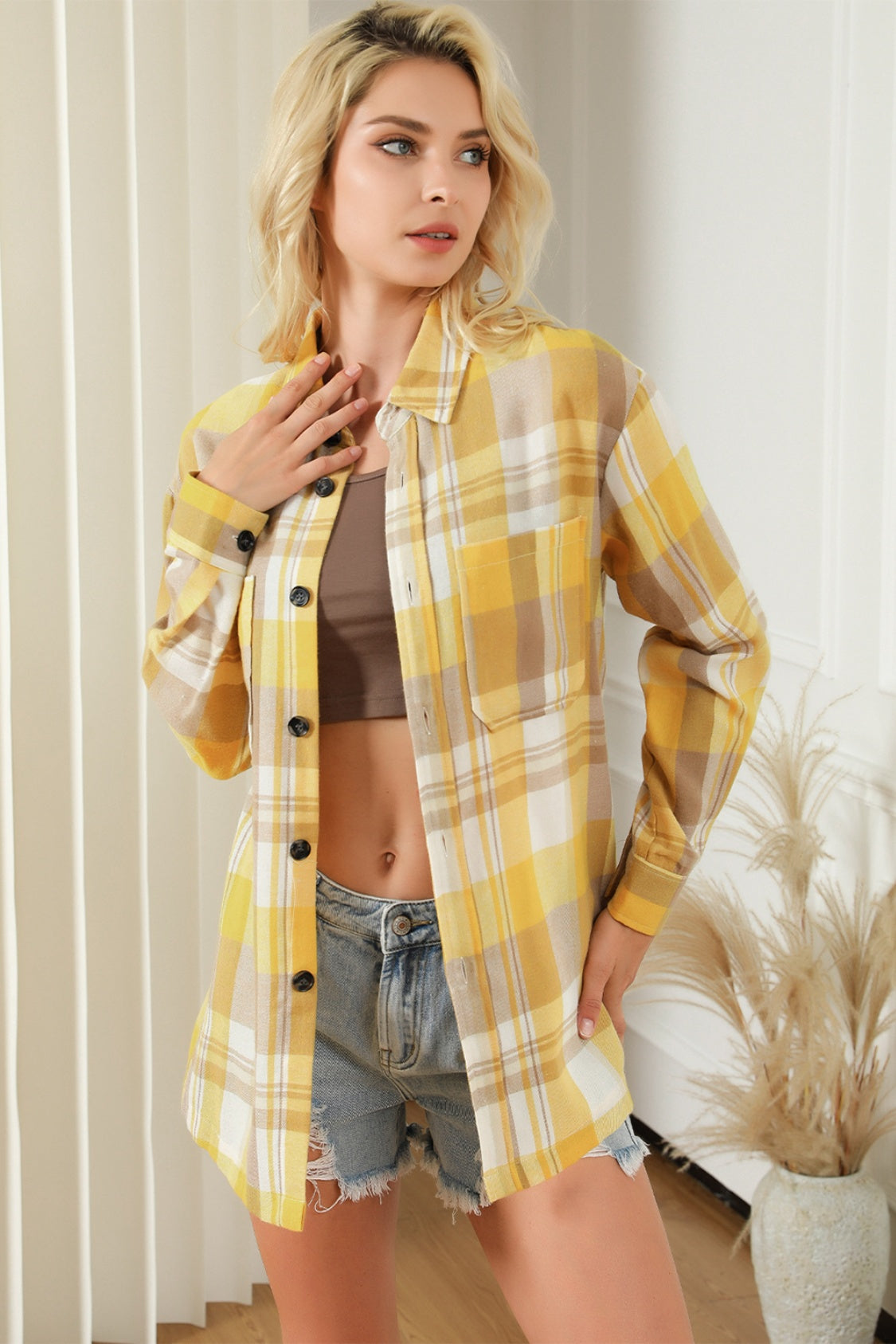 Women's Plaid Button-Down Shirt