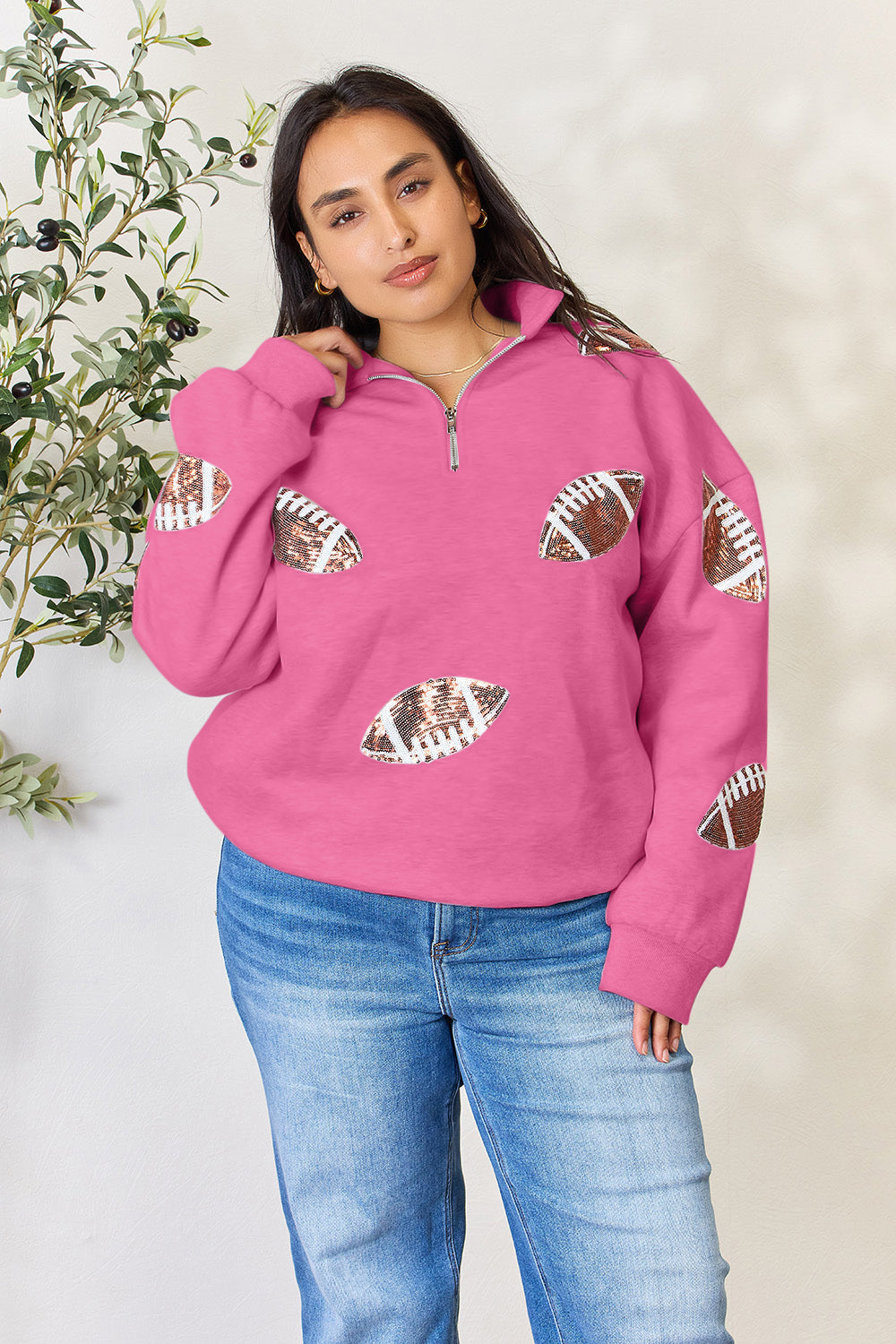 Back-to-School Sequin Football Sweatshirt