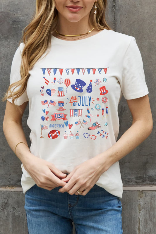 Simply Love 4TH OF JULY USA AMERICA Graphic Cotton Tee Bleach