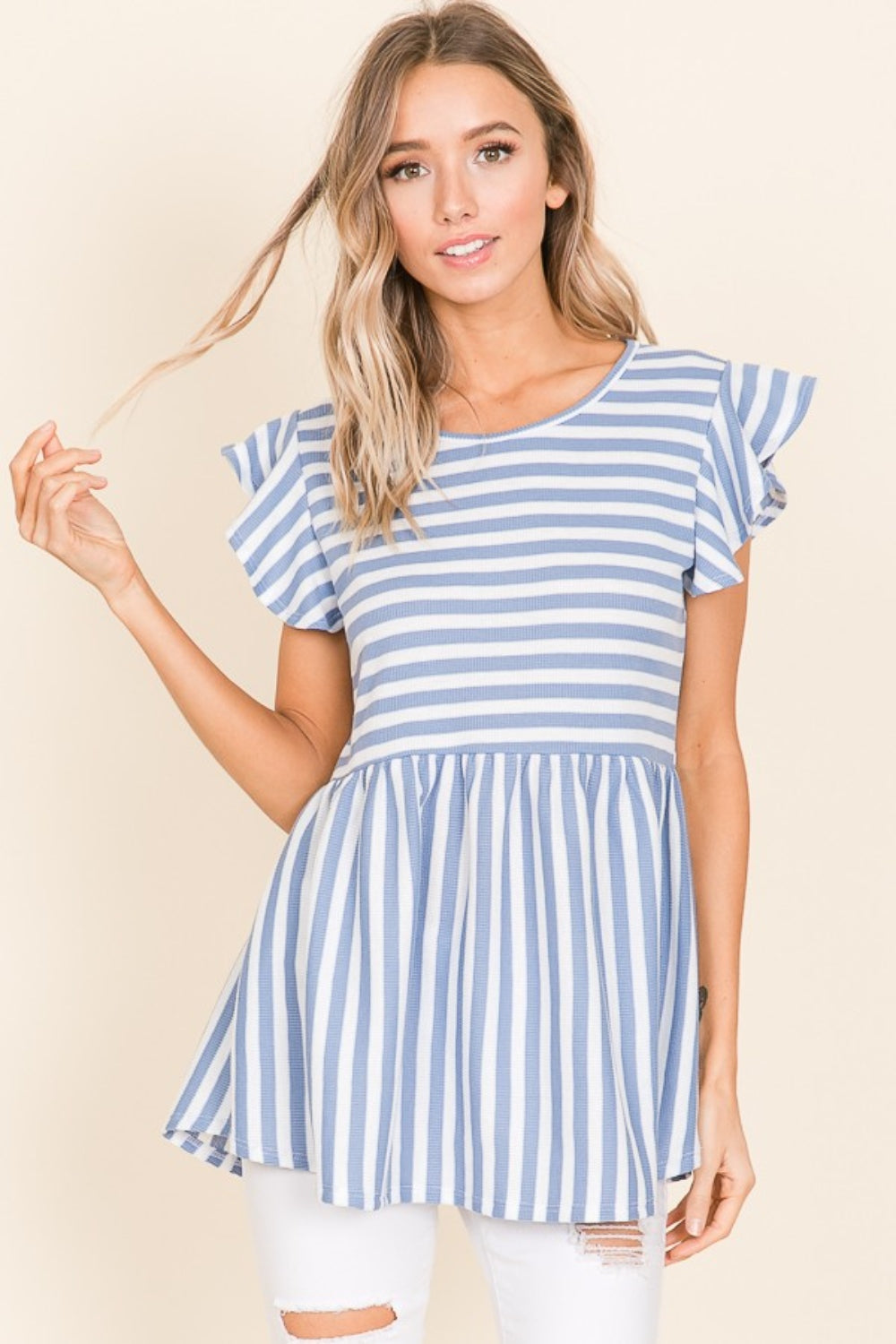 Classic Striped Blouse - Work to Weekend Style Blue