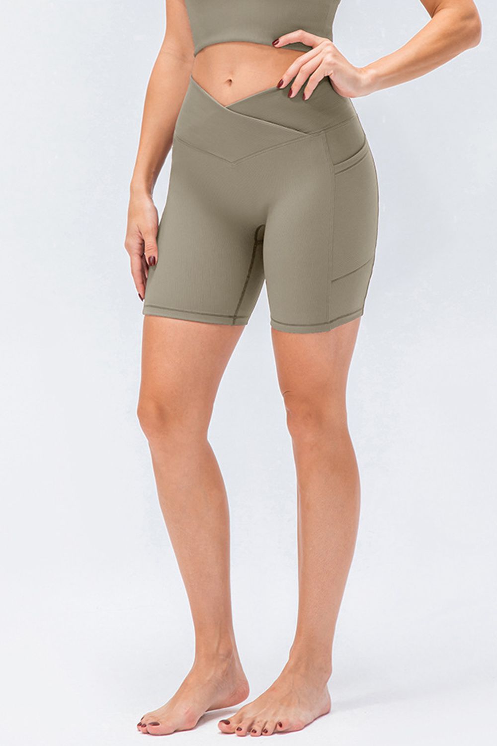 Slim Fit V-Waistband Sports Shorts Tan