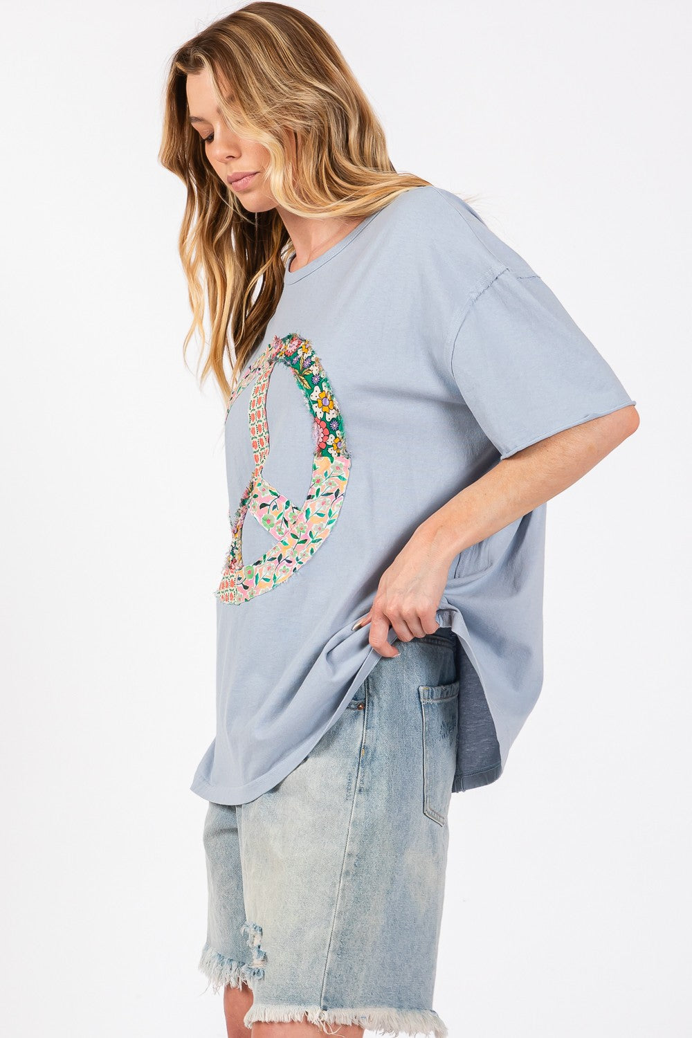 SAGE + FIG Peace Sign Round Neck Half Sleeve T-Shirt