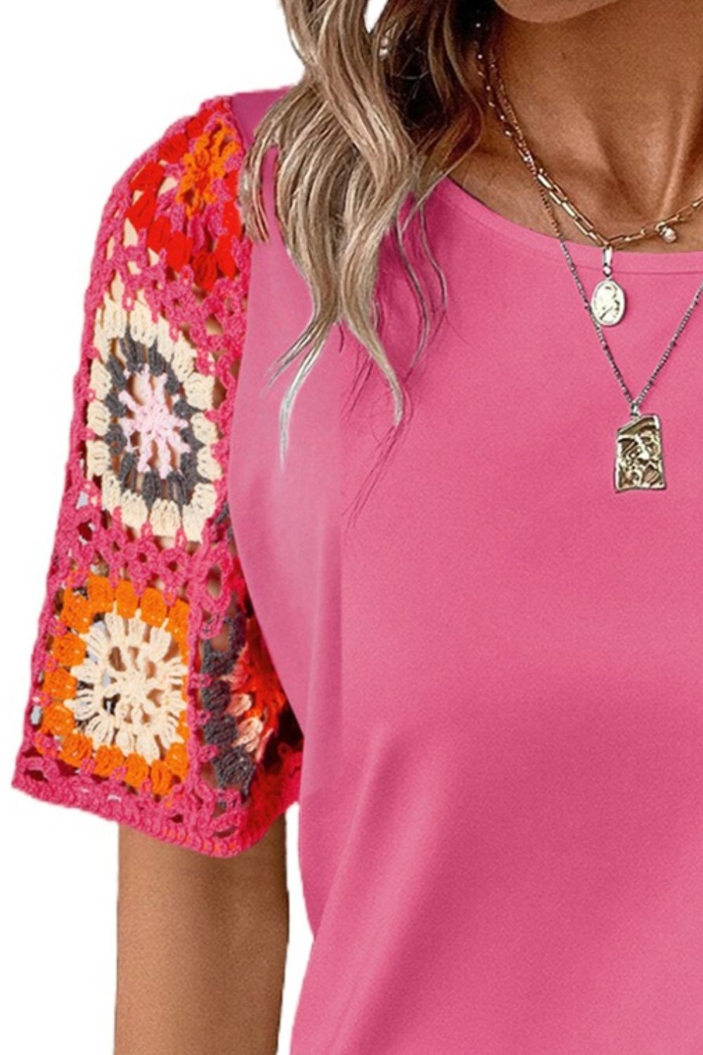 Geometric Print Round Neck Blouse