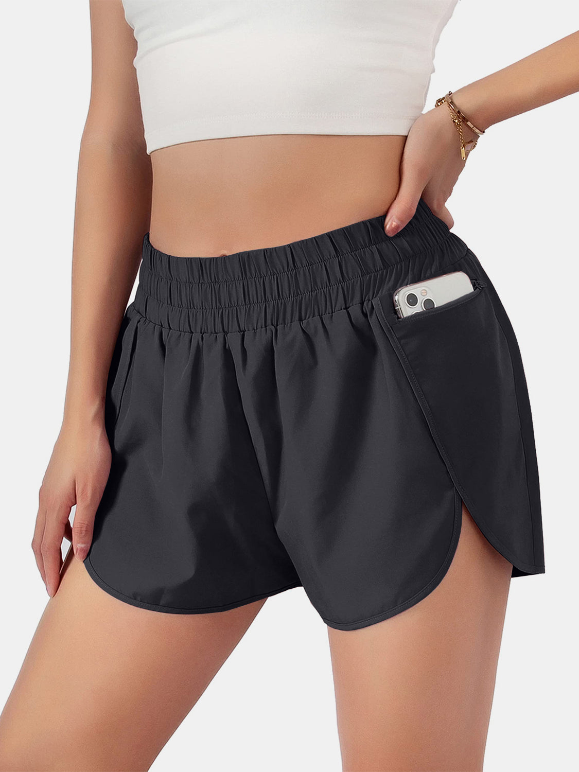 Elastic Waist Active Shorts Dark Navy