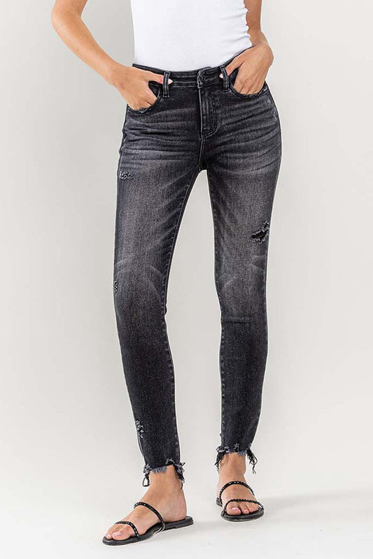 Lovervet Raw Hem Cropped Skinny Jeans Black